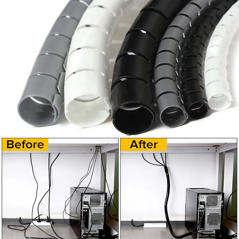 Plastic Pipe Clip - 1/2M Flexible Spiral Cable Organizer Clips