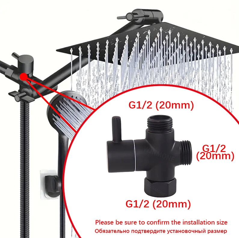 Black Silver 3 Way T-Adapter D - огляд і ціна Shower Valve Cartridge